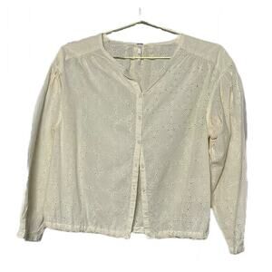 Free People Women's Stars Align Button Front Blouse in Ivory XS